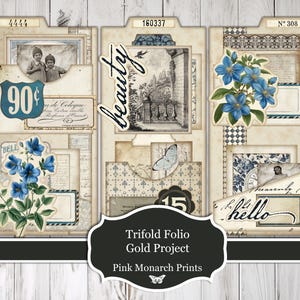 Trifold Folio Gold Project, januari 2025, digitaal, Junk Journal Folio, Junk Journal, Digital Junk Journal, Blue Junk Journal,