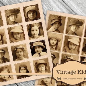Vintage kinderen, portretten voor junkjournals, Junk Journal Kit, Digital Junk Journal, afdrukbare ephemera, logboekkaart, vintage mensenfoto