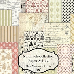 North Pole Collection, Set #2, Printable Papers, Digital, Junk Journal, Christmas Junk Journal, Junk Journal, Christmas, Scrapbooking, Suppl