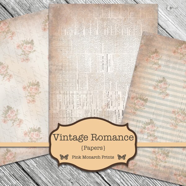 Vintage Romance, Junk Journal Kit, Valentines Junk Journal, Junk Journaling Digital Paper, Shabby Chic Junk Journal, Romantic, Printable