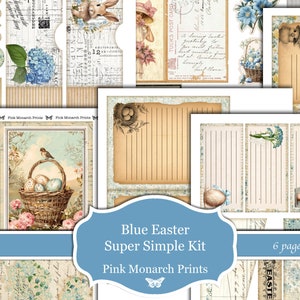 Blue Easter Super Simple, Printable Kit, Digital, Junk Journal Kit, Junk Journal, Junk Journaling, Pink Monarch Prints, Vintage, Scrapbook zdjęcie 2