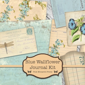 Kit de diario digital "Blue Wallflower", "Junk Journaling", "Junk Journaling", "Junk Journal Digital", "Junk Journal ...
