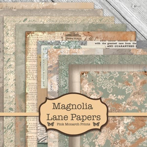 Shabby Chic Papers, Junk Journal Kit, Vintage Magnolia Lane Junk Journal, Shabby Chic Junk Journal, Printable, Junk Journaling Digital Paper