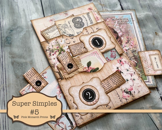 Super Simples 5, Junk Journal Kit, Digital Junk Journal, Junk Journaling Ephemera, Floral Junk Journal, Junk Journaling Kit, Tags, Pockets