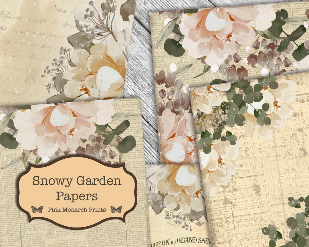 Junk Journal Papers, Snowy Garden, Junk Journal Kit, Digital Junk ...