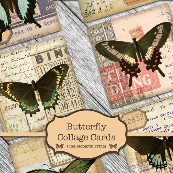 Junk Journaling Kit, Junk Journal Butterflies, Collage Papers, Junk Journal Digital Papers, Printable Collage Card, Butterfly Ephemera, Best