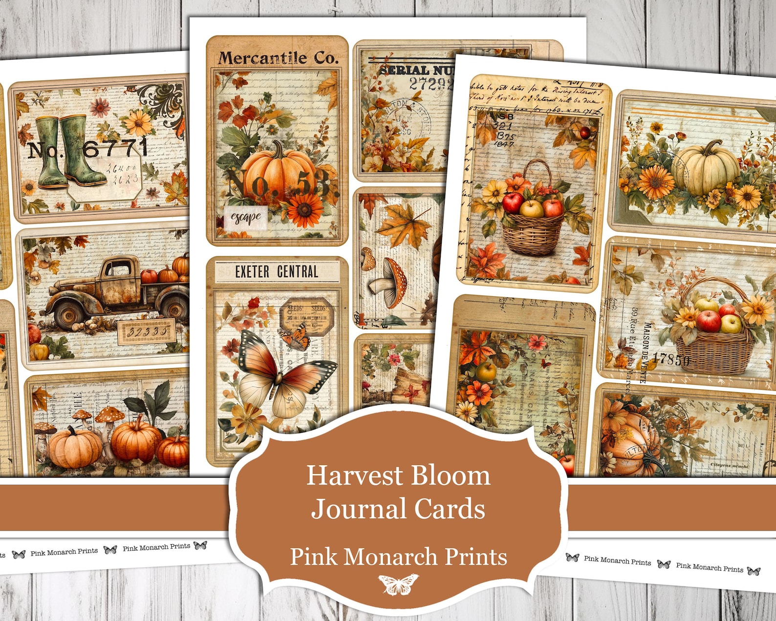 Harvest Bloom Journal Cards, Junk Journal Supplies, Vintage Ephemera ...