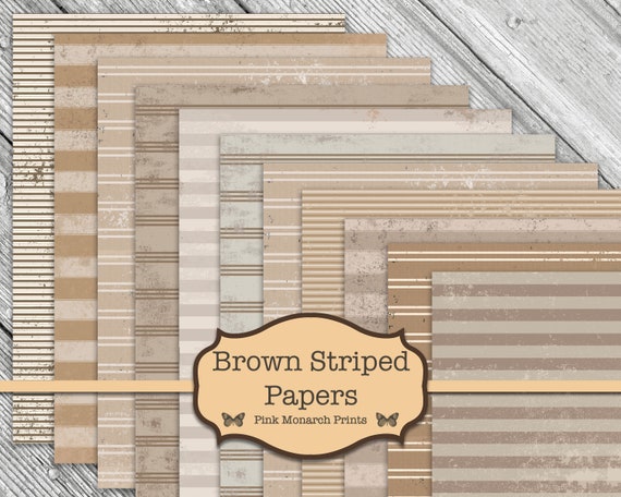 Junk Journal, Vintage Junk Journal, Digital Paper, Brown, Ticking Paper, Stripes, Junk Journaling, Lined Paper Printable, Grungy, Neutral