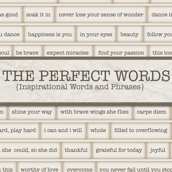 Digital Inspirational Words, Embellishments for Junk Journals, Printable Junk Journaling Words, Collage Ephemera, Vintage Words Quotes,