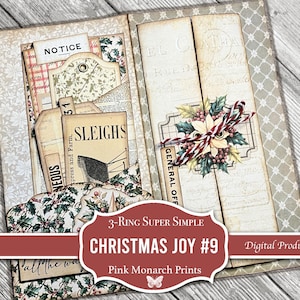Christmas Joy #9: 3-Ring Super Simple, Folio, Junk Journal, Digital, Printable, Junk Journaling Supplies, Mini Project, Flaps and Pockets