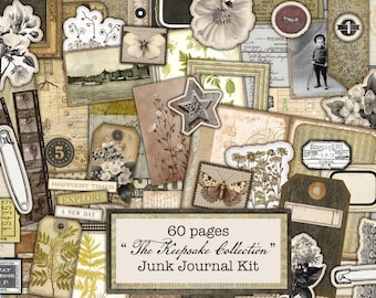 December 2025 Large Kit, The Keepsake Collection, 60 Page Printable Junk Journal Kit