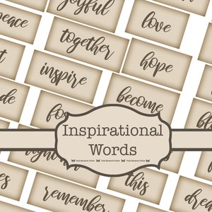 Digital Inspirational Words, Embellishments for Junk Journals, Printable Junk Journaling Words, Collage Ephemera, Vintage Words Quotes,