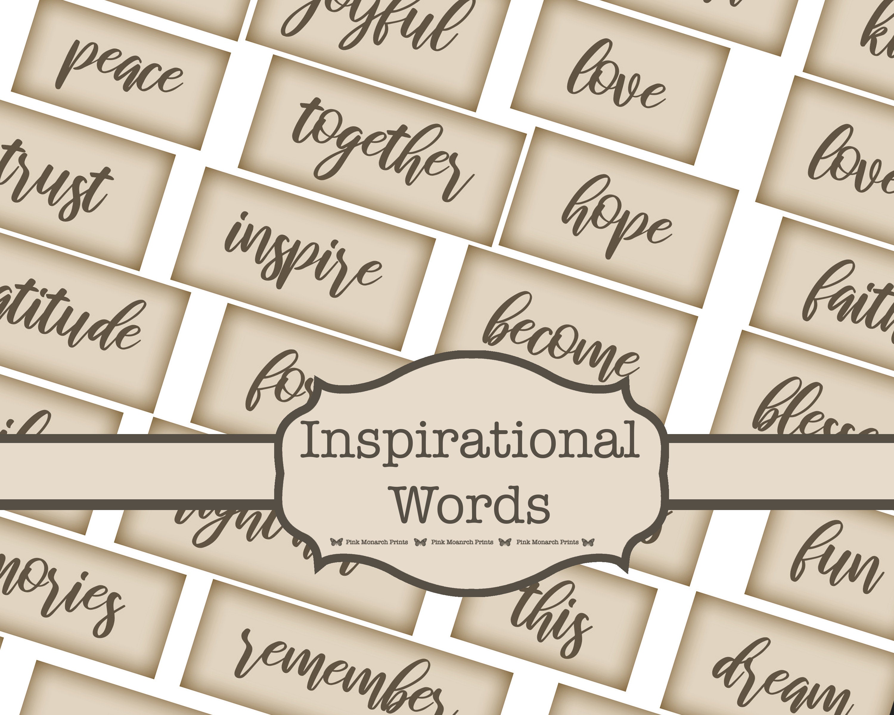 Digital Inspirational Words, Embellishments for Junk Journals, Printa…