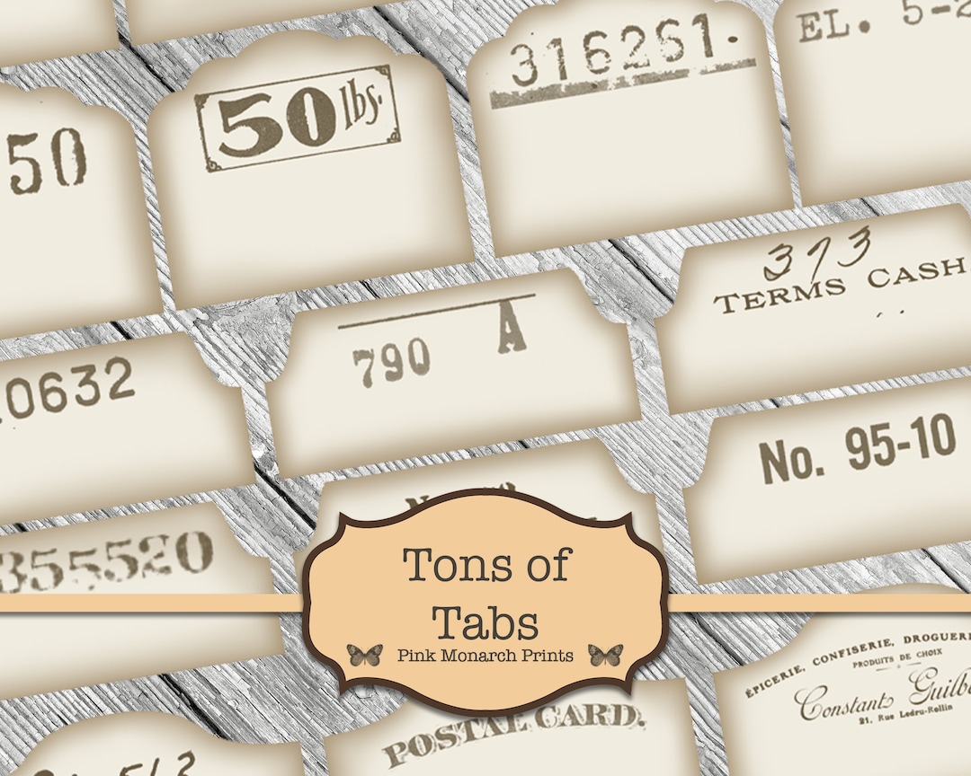 Ton Tags Tons of Tabs, Junk Journal Kit, Junk Journaling Digitals, Collage ...