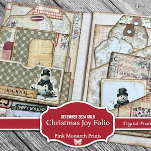 Christmas JOY Folio, December 2024 Subscription Gold Project, Junk Journal Folio, Digital, Printable, Junk Journal Supplies, Kit, Tutorial