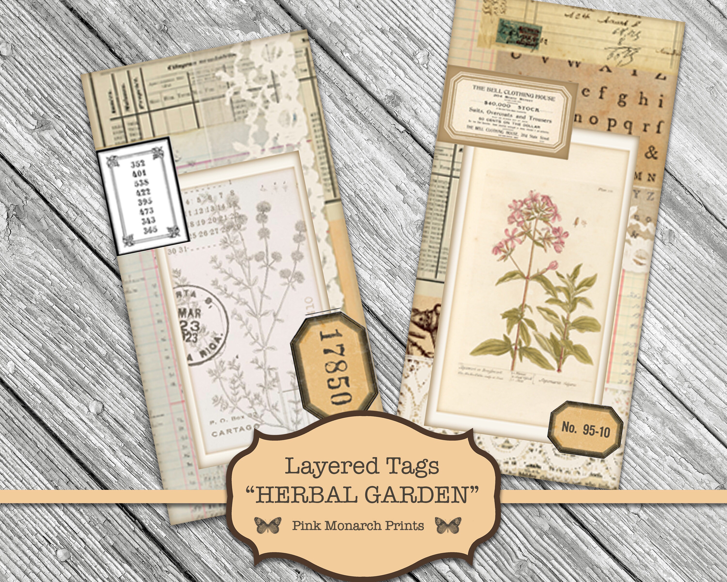 Junk Journal Kit, Junk Journaling Digitals, Layered Tags, Collage, Di…