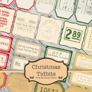 Junk Journal Kit, Junk Journaling Digitals, Number Labels, Collage, Digital Number Labels, Christmas Embellishments, Junk Journaling, Labels