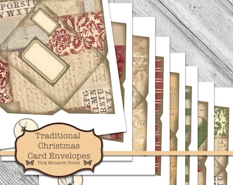 Traditional Christmas Card Envelopes, Christmas Junk Journal, Junk Journal Kit, Digital Junk Journal, Winter Junk Journal, Digital Envelopes