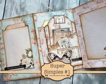 Super Simples 1, Junk Journal Kit, Digital Junk Journal, Junk Journaling Ephemera, Floral Junk Journal, Junk Journaling Kit, Tags, Pockets