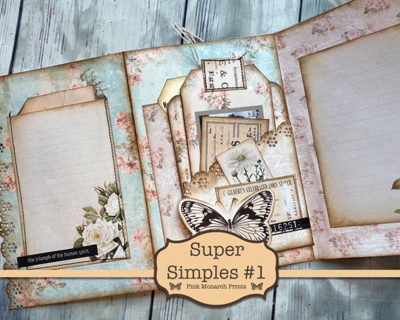Super Simples 1, Junk Journal Kit, Digital Junk Journal, Junk Journaling Ephemera, Floral Junk Journal, Junk Journaling Kit, Tags, Pockets