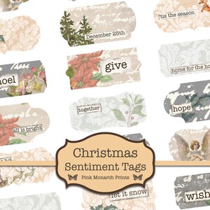 Christmas Word Labels, Junk Journal, Vintage Christmas, Printable Christmas Ephemera, Christmas Embellishments, Junk Journaling Words, Best