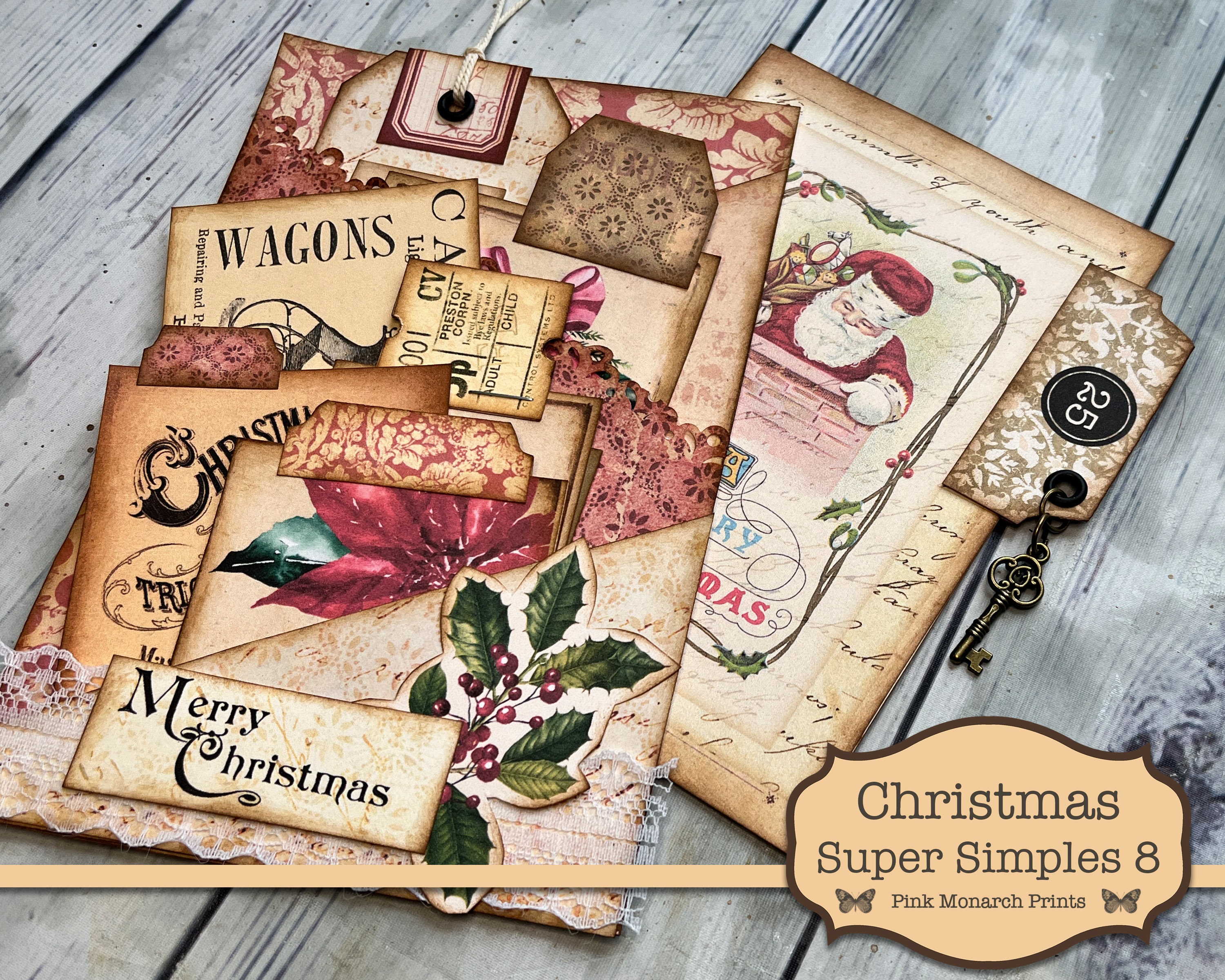 Christmas Super Simples 8, Junk Journal Kit, Junk Journal, Folio
