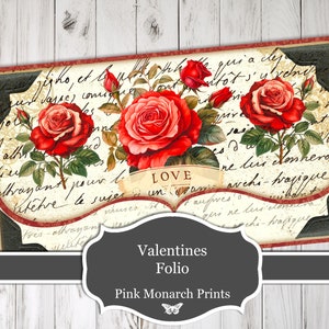 Valentines Folio, Digital Junk Journal Kit, Junk Journal Supplies, Printable Junk Journal, Junk Journal Easy, Valentines Junk Journal