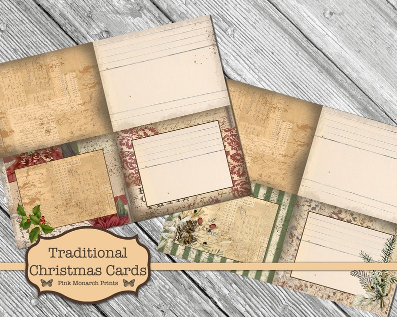 Traditional Christmas Cards, Junk Journaling Kit, Printable Christmas Cards, Junk Journal Christmas, Junk Journaling Ephemera, Printable bild 5