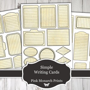 Simple Writing Cards, Digital, Writing Tags, Printable, Shabby Chic ...