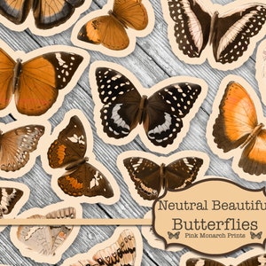 Borboletas neutras com corte exigente, download digital, Digital Junk Journal, Junk Journal, Butterfly, Cortes complicados para diários, Cortes complicados para impressão