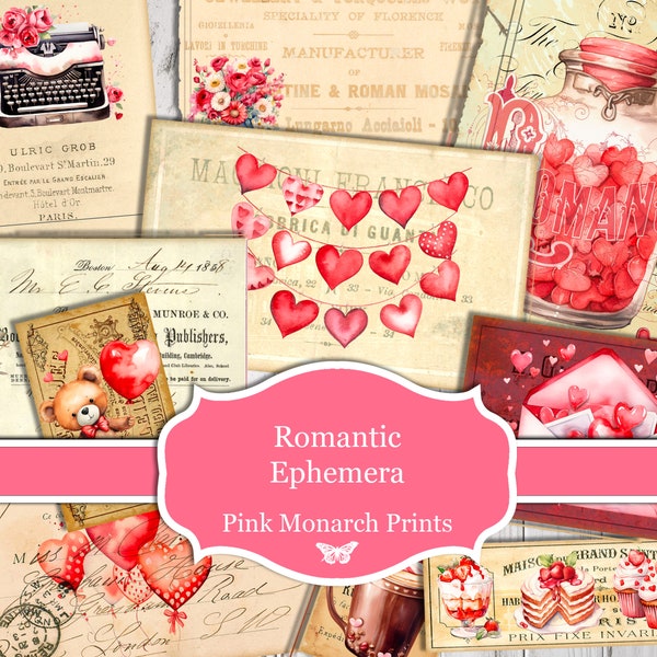Valentines Ephemera, Romantic Ephemera, Digital, Junk Journal Ephemera, Junk Journaling Ephemera, Valentines Junk Journal, Vintage Ephemera