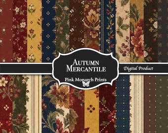 Autumn Mercantile, Printable Scrapbook Pages, Junk Journal Paper (Digital Download)