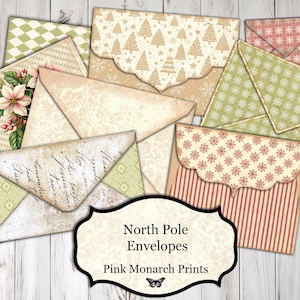 North Pole Envelopes, Envelope Varieties, Digital, Printable, Junk Journal, Christmas Junk Journal, Christmas, Christmas Printable, Journal