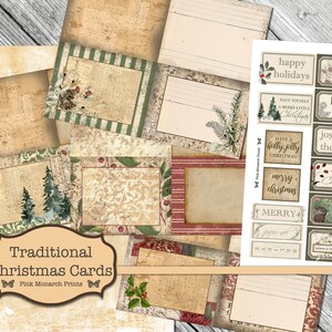 Traditional Christmas Cards, Junk Journaling Kit, Printable Christmas Cards, Junk Journal Christmas, Junk Journaling Ephemera, Printable bild 6