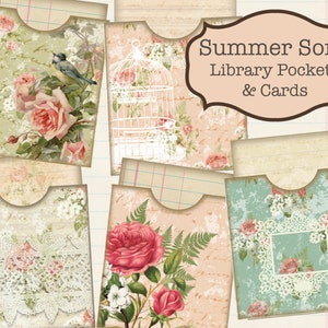 Digital Junk Journal Pockets, Summer Junk Journal, Shabby Chic Printables, Junk Journal Pockets Printable, Pocket Printable Inserts, Song
