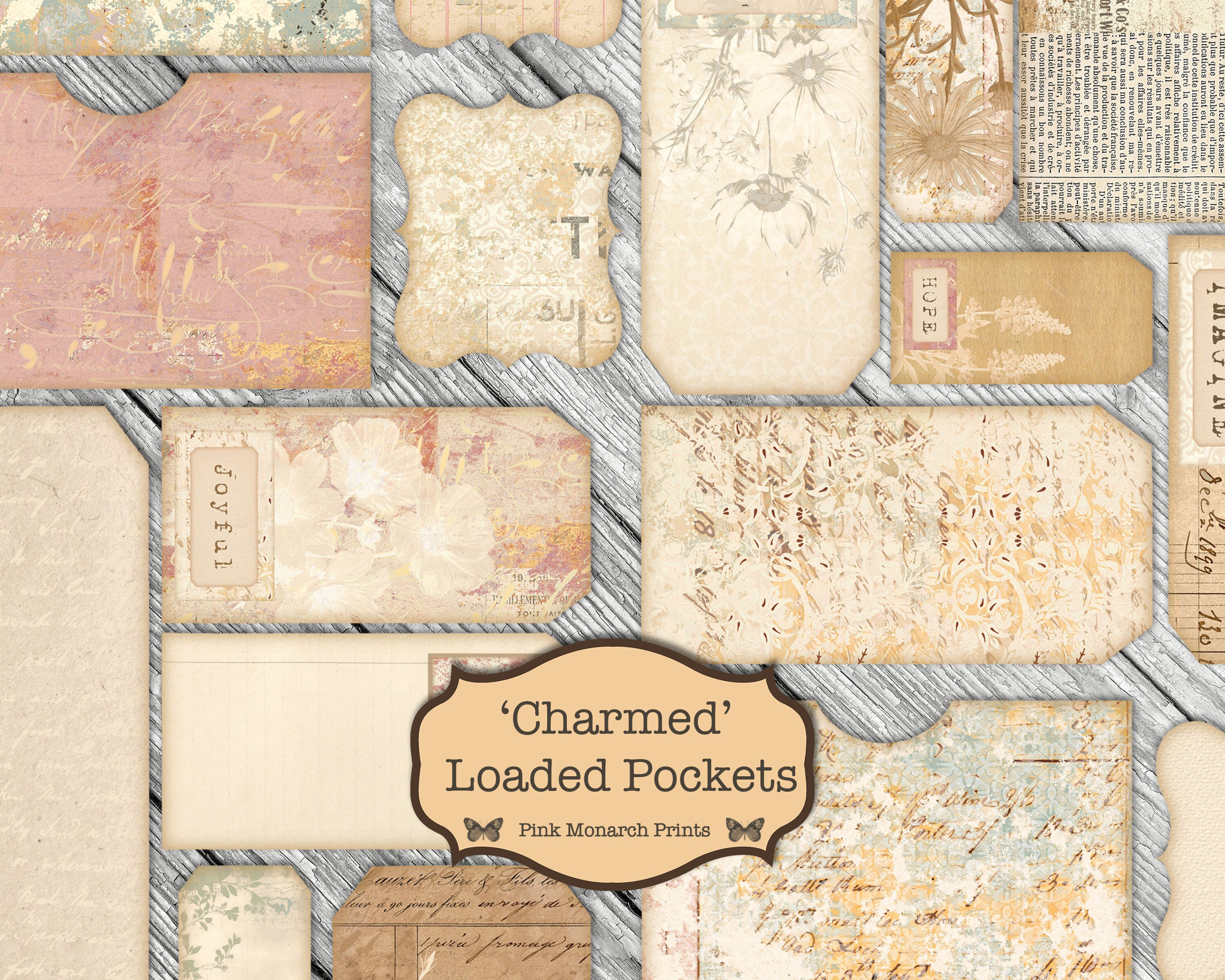 Charmed Loaded Pockets, Shabby Chic Digital, Junk Journal Kit ...