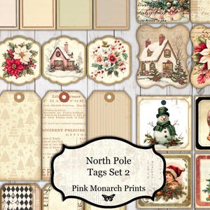 North Pole Tags, Set 2, Tag Varieties, Digital Junk Journal, Christmas Junk Journal, Christmas, Junk Journal Tags, Christmas Printable