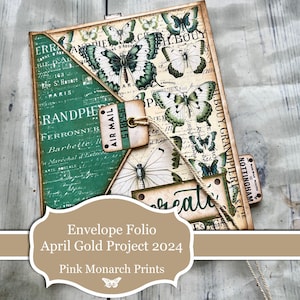Envelopfolio, April Gold Project, Digitaal, Junk Journal Folio, Groen, Envelop, Junk Journal, Digital Junk Journal, Junk Journal Folio
