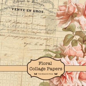 Flower Paper Pack, Junk Journaling Digital, Digital Floral Paper, Garden Paper Pack, Digital Floral Collage, Botanical Paper Pack, Collage
