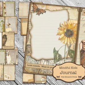 Mindfulness Journal For Kids, Junk Journal Kit , Homeschooling Journal, Junk Journal for Kids, Botanical, Printable, Digital, Nature