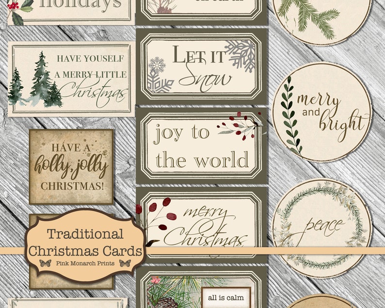 Traditional Christmas Cards, Junk Journaling Kit, Printable Christmas Cards, Junk Journal Christmas, Junk Journaling Ephemera, Printable bild 3