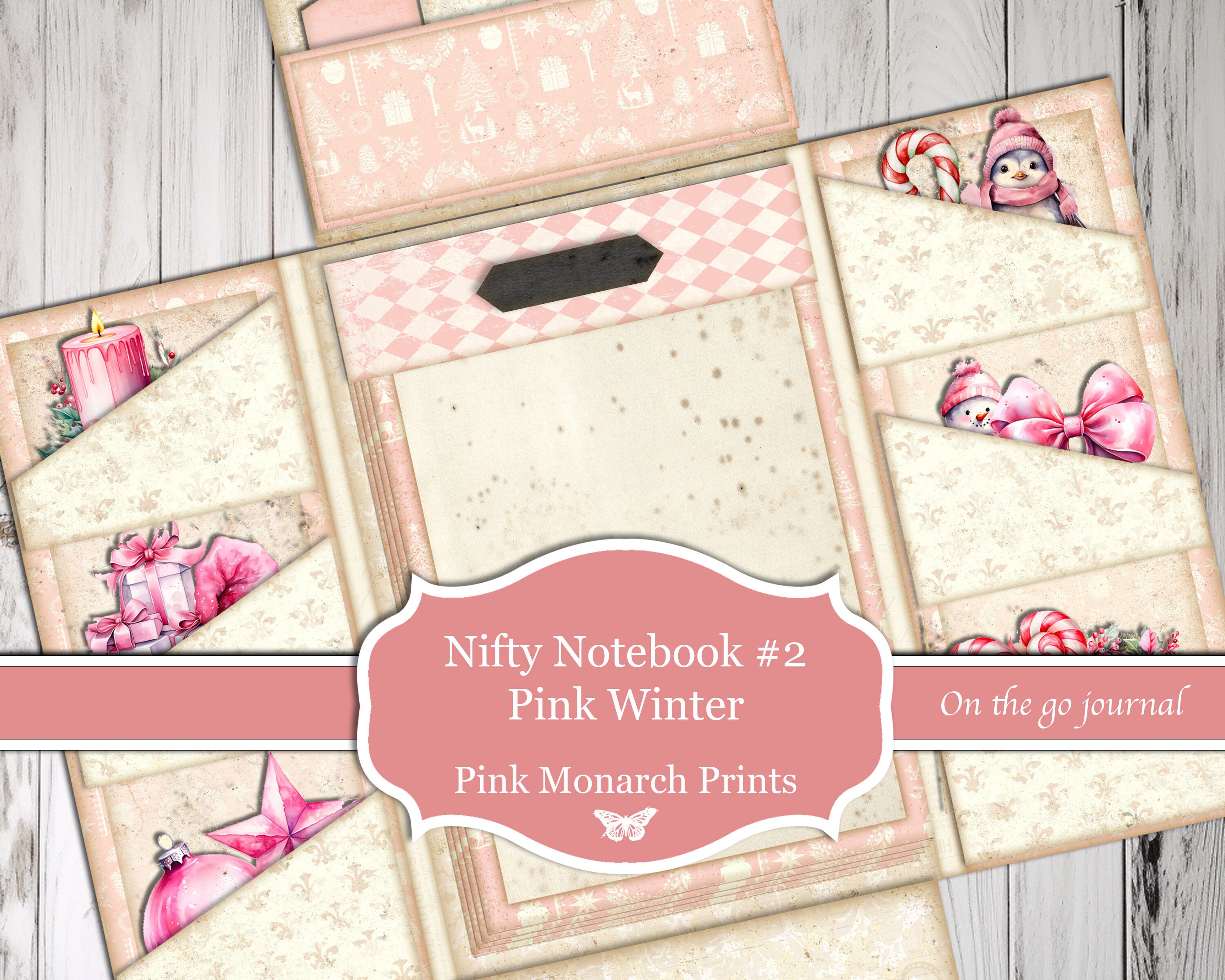 Nifty Notepad 2, Travel Sized Journal, Pink Winter, on the Go Junk ...