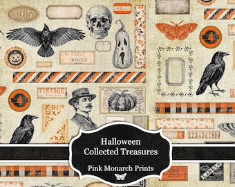 Halloween Collected Treasures, Subscriber Freebie, Printable Vintage Fussy Cuts, Ephemera, Junk Journal (Digital Download)