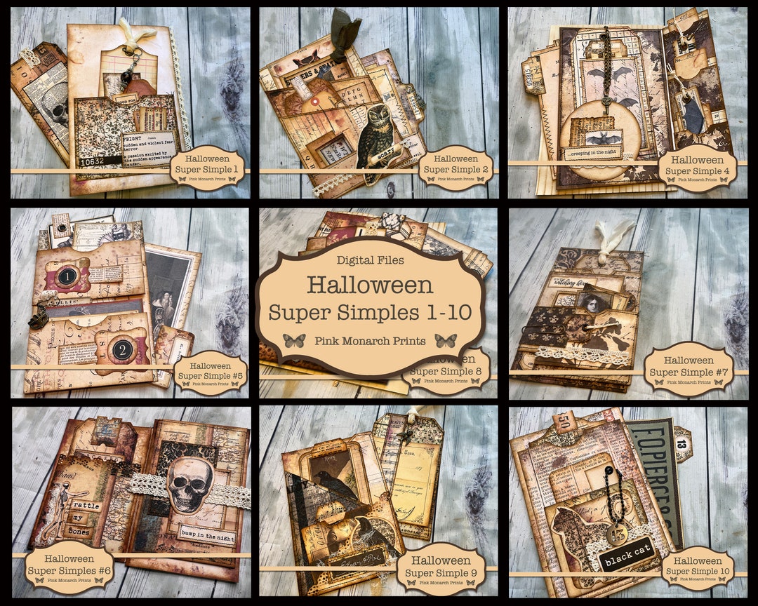 Papier Scrapbooking Halloween – 12 Feuilles Motifs Vintage | Pour Junk Journal, Cartes DIY, Déco Soirée | 15x15cm