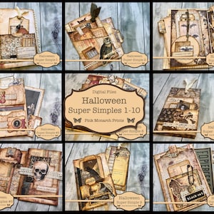 Halloween Super Simples-collectie 1-10, Junk Journal Kit, Digital Junk Journal, Junk Journaling Efemere, Halloween, Junk Journaling Kit