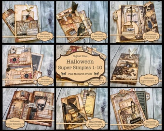 Halloween Super Simples Collection 1-10, Skräpjournalkit, Digital Skräpjournal, Skräpjournaling Ephemera, Halloween, Skräpjournalingkit