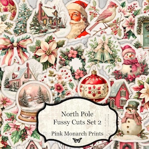 Découpes difficiles au pôle Nord, Découpes difficiles de Noël vintage, imprimable, journal numérique indésirable, fournitures pour journal indésirable, scrapbooking, Noël, éphème
