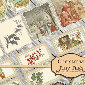 Junk Journal Kit, Junk Journaling Digitals, Vintage Christmas, Afdrukbare kerstepemera, kerstversieringen, Junk Journaling, Tags