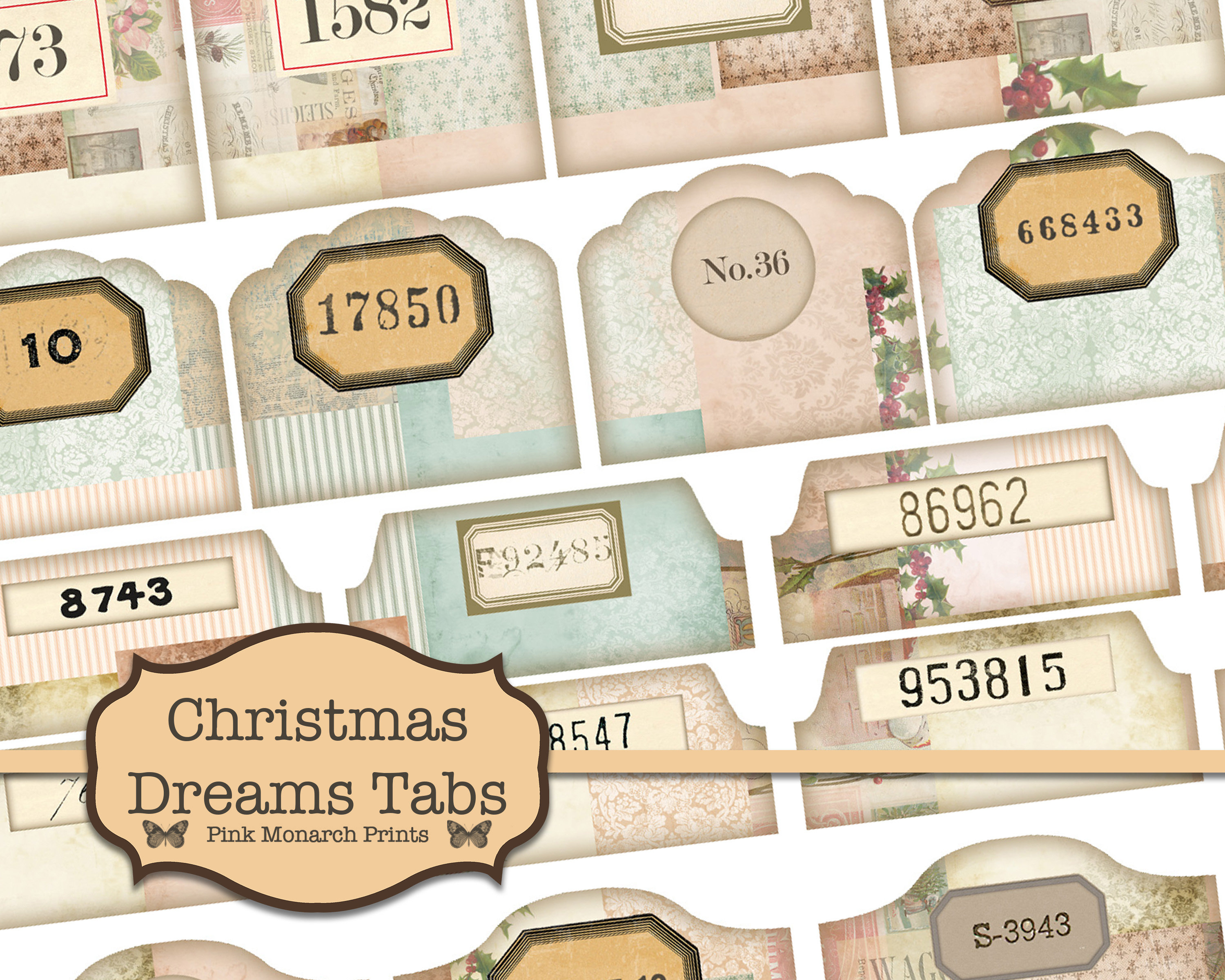 Junk Journal Kit, Junk Journaling Digitals, Christmas Tabs, Collage, …
