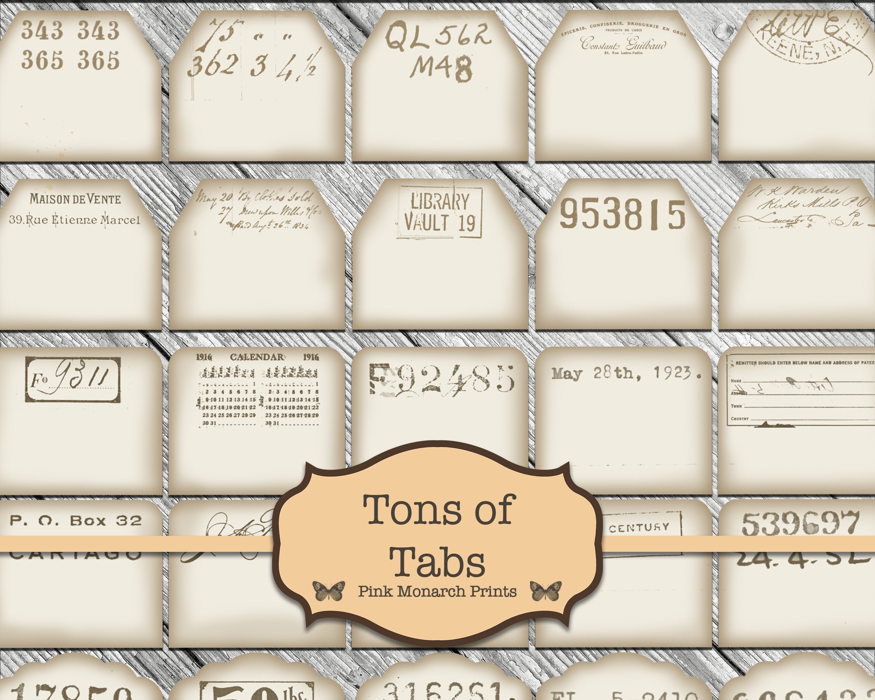 Ton Tags Tons of Tabs, Junk Journal Kit, Junk Journaling Digitals, Collage ...